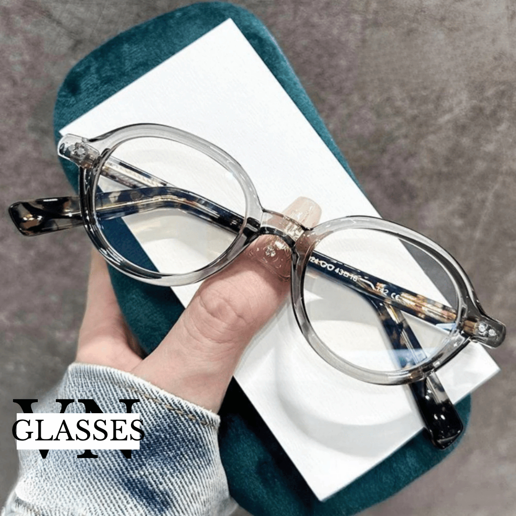 Gọng kính tròn nam nữ phong cách trẻ trung hiện đại chống ánh sáng xanh YD 11324