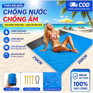 Thảm Bãi Biển Chống Thấm Nước 210x200CM Gấp Gọn Dã Ngoại Picnic Cắm Trại Chống Cát Siêu Tiện Lợi