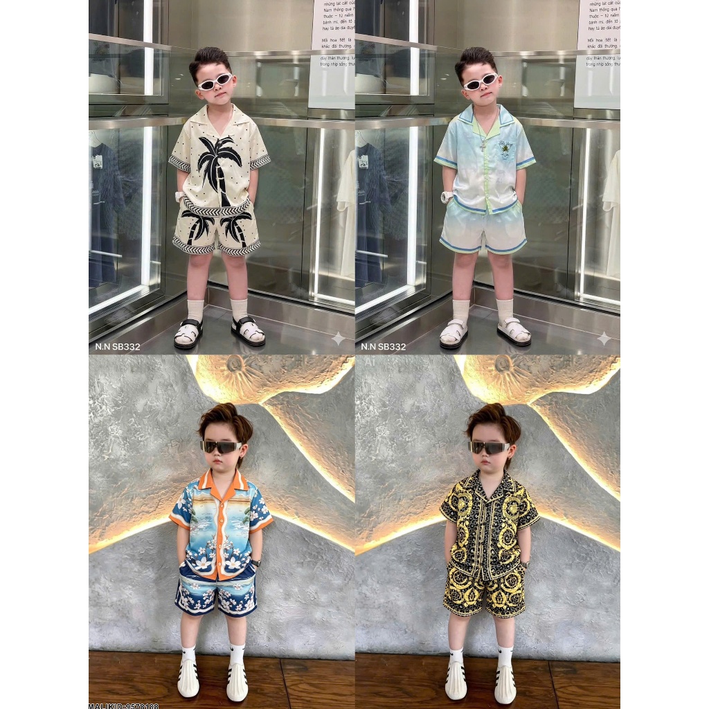Bộ Hè Nam Vơ Sạc Đi Biển Siêu Đẹp - Bộ Cộc Bé Trai Vơ Sạc Họa Tiết Độc Lạ