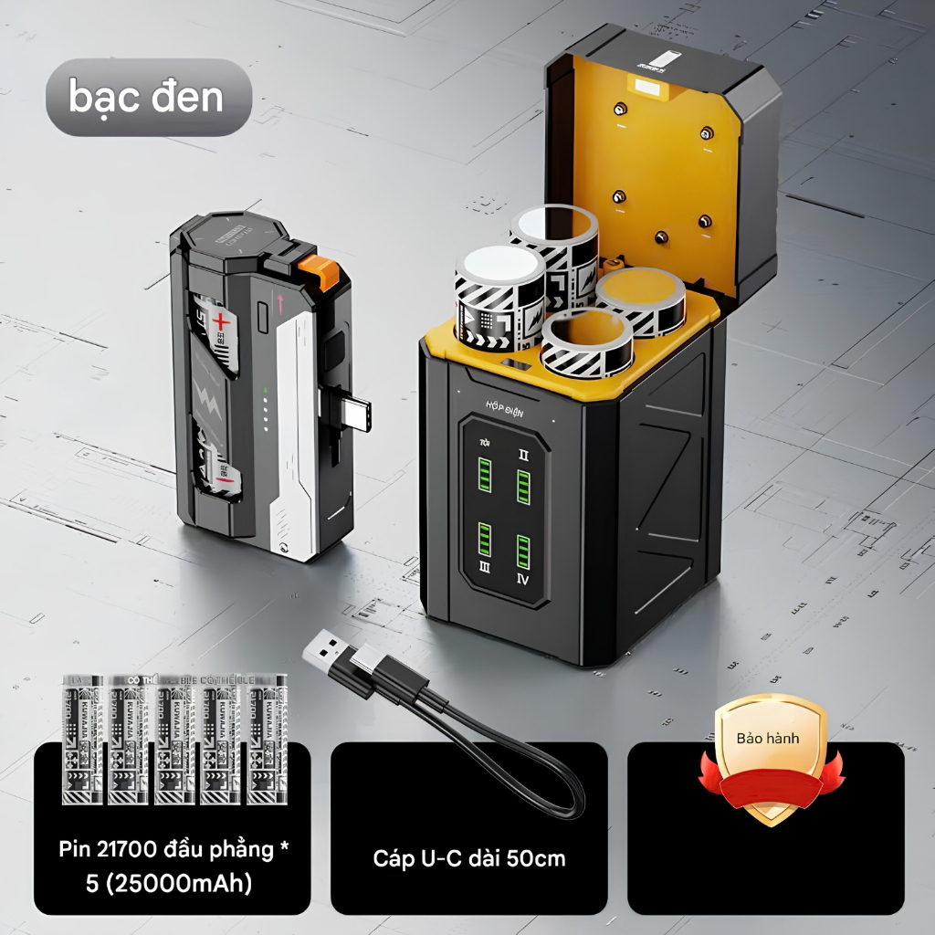 Sạc Dự Phòng 25000mAh Có Dock Sạc Pin Rời | Hỗ Trợ iPhone Samsung Xiaomi | BigBuy360 - bigbuy360.vn