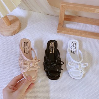 FORM NHỎ sz 21-35 Dép Lê Ren Hoa Đính Nơ Đế Dẻo Mềm Êm Chân Cho Bé Gái K208