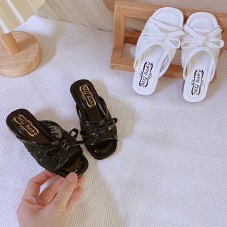 Form nhỏ sz 21-35 Dép Lê Ren Lưới Đính Nơ Mũi Vuông Tiểu Thư Cho Bé Gái Từ 2 -9 Tuổi K208