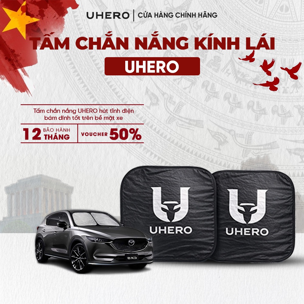 Tấm chắn nắng kính lái ô tô UHERO dính tĩnh điện, cản nắng 99%, thiết kế vừa vặn mọi dòng xe, bảo hành 12 tháng