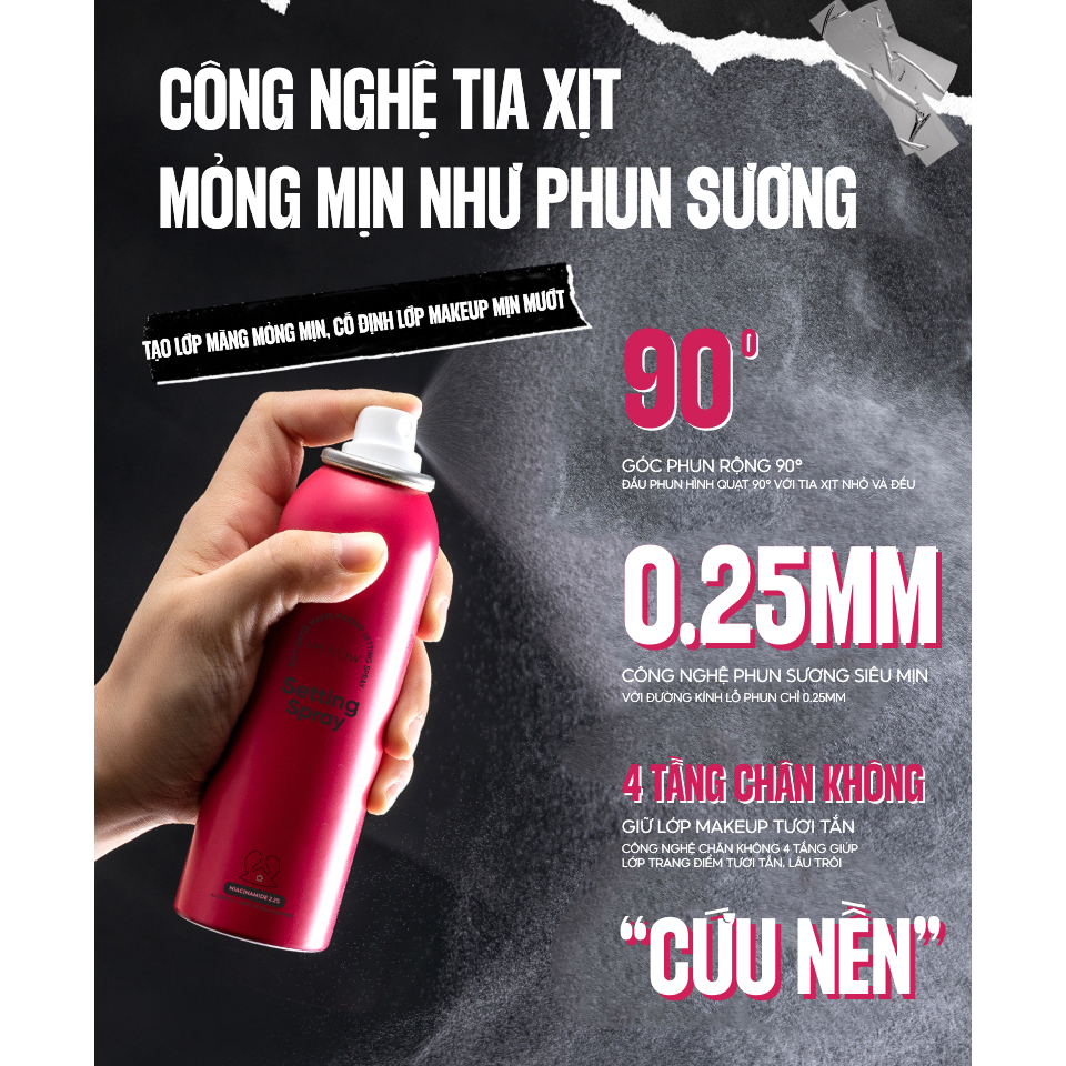 Xịt Khóa Nền Menow Soft Gayze Matte Makeup Setting Spray 100ml cấp ẩm, lâu trôi