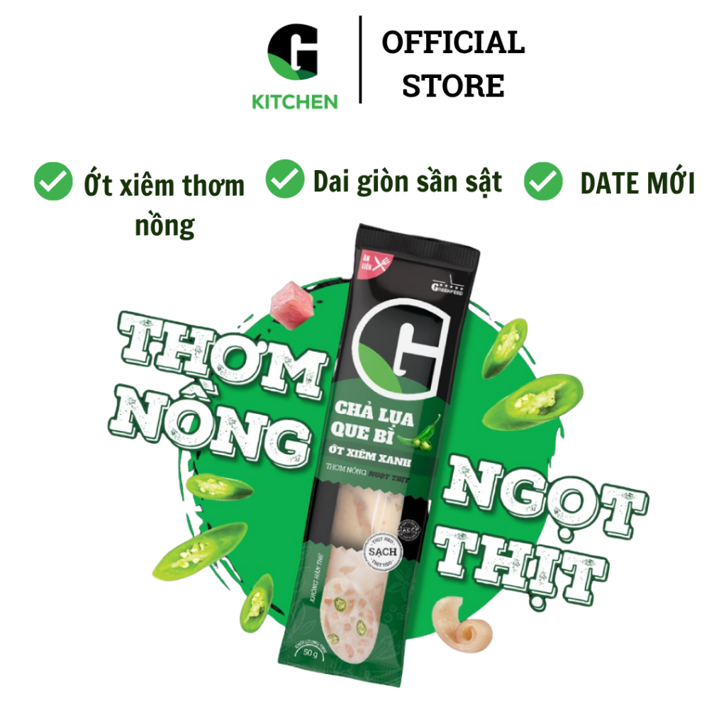 [Mua nhiều giảm sâu] Chả lụa que bì ớt xiêm xanh 50g