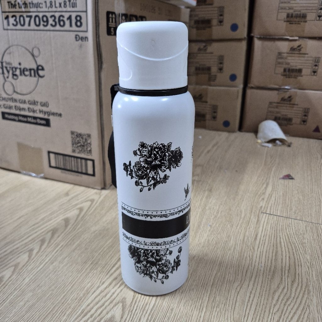 bình giữ nhiệt trắng hoa mộc trà ,dung tích 800ml