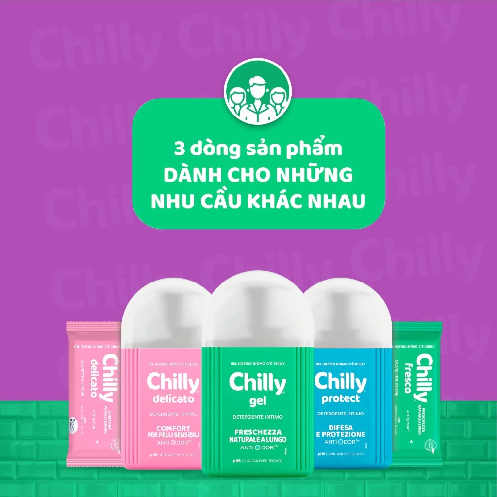 (SẠCH MÁT DÀI LÂU) Combo Dung dịch vệ sinh Chilly 200ml+Deli 50ml dịu êm sạch thoáng, thoải mái vận động