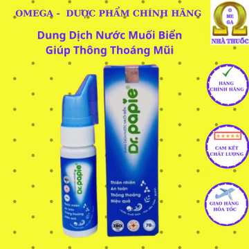 Dung Dịch Nước Muối Biển Cho Bé Dr.Papie (HSD 2019) - Xịt Mũi Họng, Rửa Và Vệ Sinh, Giúp Thông Mũi, Sạch Mũi DR. PAPIE