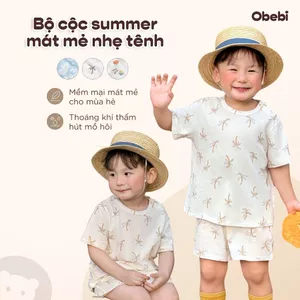 Bộ Cộc Trẻ Em Mùa Hè Obebi Hoạt Tiết Biển Cả Mát Mẻ Cho Bé Trai Bé Gái từ 6-22KG BC375