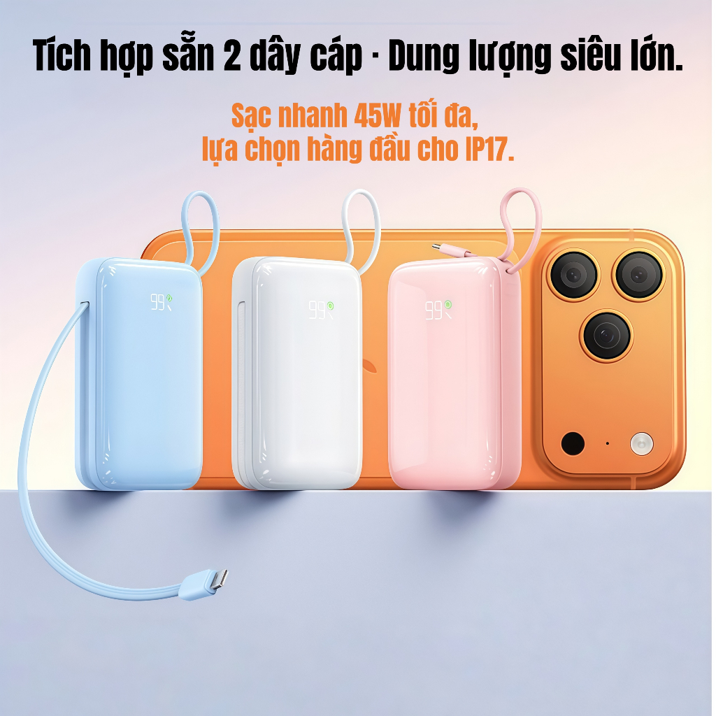 sạc dự phòng 2026 phiên bản mới dung lượng lớn 20000mAh, 45W mini nhỏ gọn tiện lợi,IP17 X212/X412