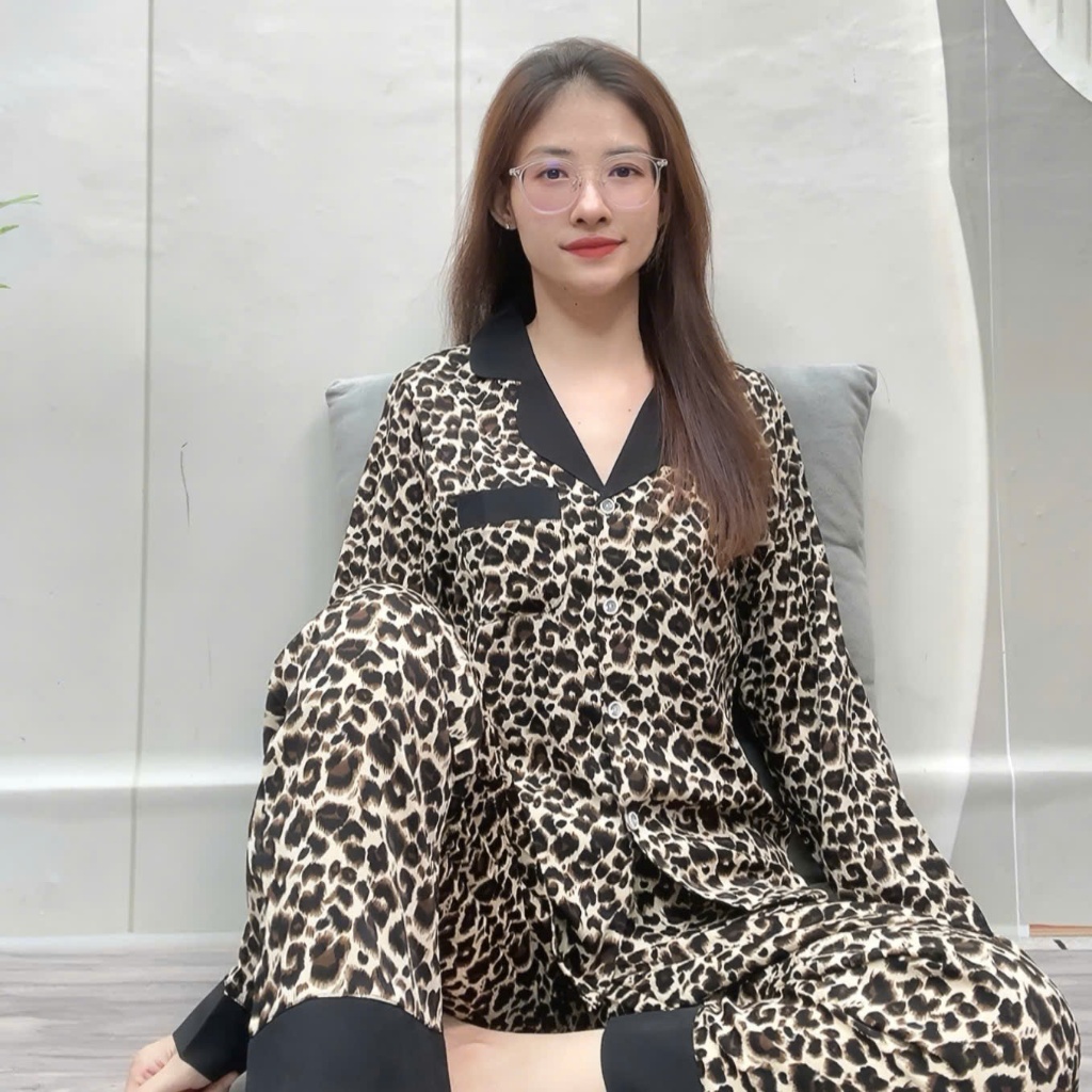 [Tay Dài]  Đồ Bộ Pyjama Tay Dài Quần Dài Lụa Cao Cấp Size 45-78kg Sang Trọng Thoải Mái Chất Liệu Mềm Mịn Không Nhăn