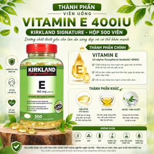 Viên uống Vitamin E tinh khiết 400IU (180mg) Kirkland Signature Hỗ trợ Nội tiết, Sinh lý nữ, Tim mạch