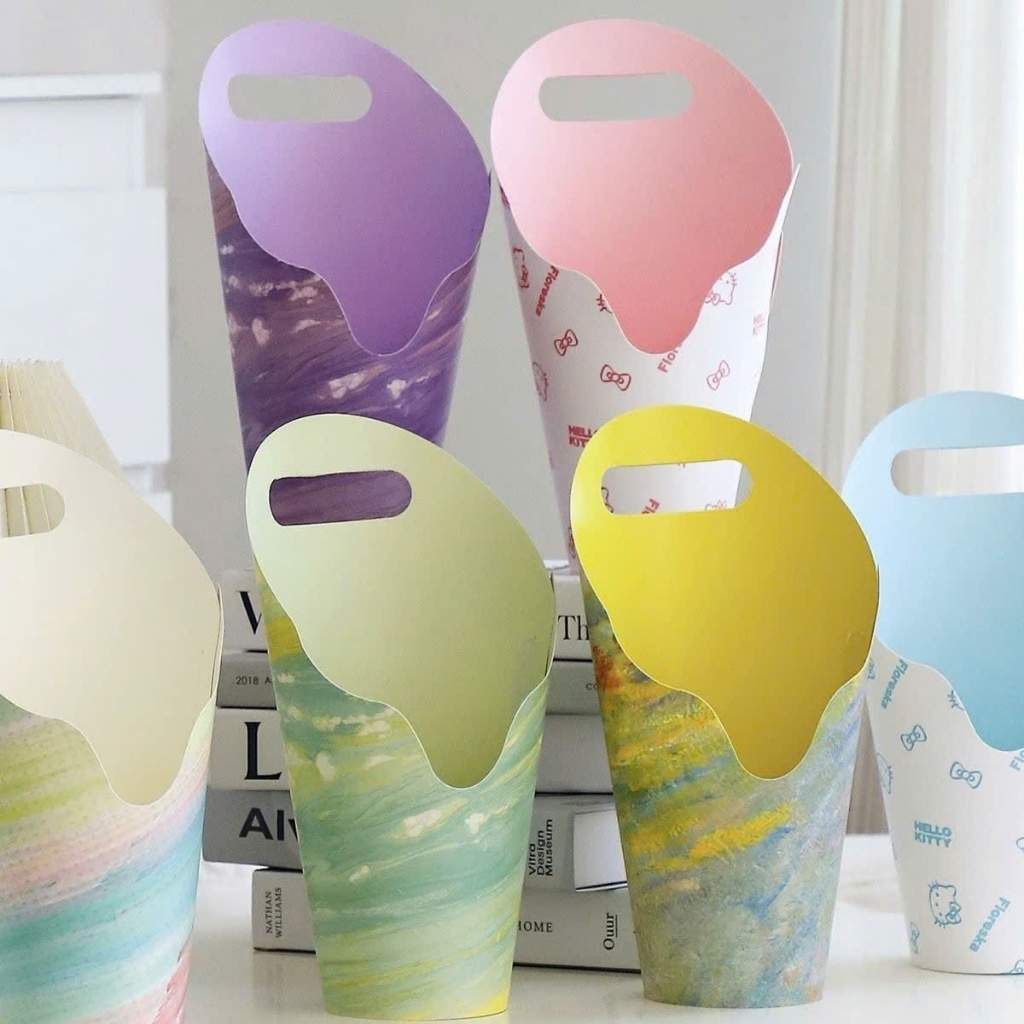 Hộp Cắm Hoa Tròn Có Quai Xách – Hộp Hoa Tươi, Giỏ Hoa DIY, Hộp Đựng Hoa Bó, Phụ Kiện Shop Hoa