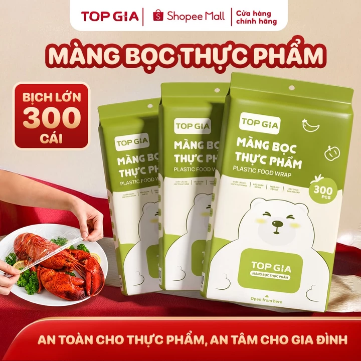 [BỊCH LỚN] Túi màng bọc thực phẩm chất liệu PE treo tường dạng rút TopGia, có chun co dãn siêu dai