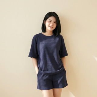 Bộ Mặc Nhà Nữ Thun Tổ Ong Cao Cấp Form Oversize Áo Cộc Tay Quần Short Trẻ Trung Năng Động [ NP BN002]