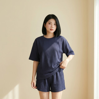 Set Đồ Bộ Nữ Form Rộng Waffle Cao Cấp Áo Tay Lỡ Quần Short Basic Mặc Nhà Đi Chơi Style Hàn Quốc [NP BN002]