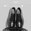 Giày nam Oxford Black LEMANS OF01.1 - Da Bò, Đế cao su thơm tăng cao 4cm, Bảo hành 24 tháng