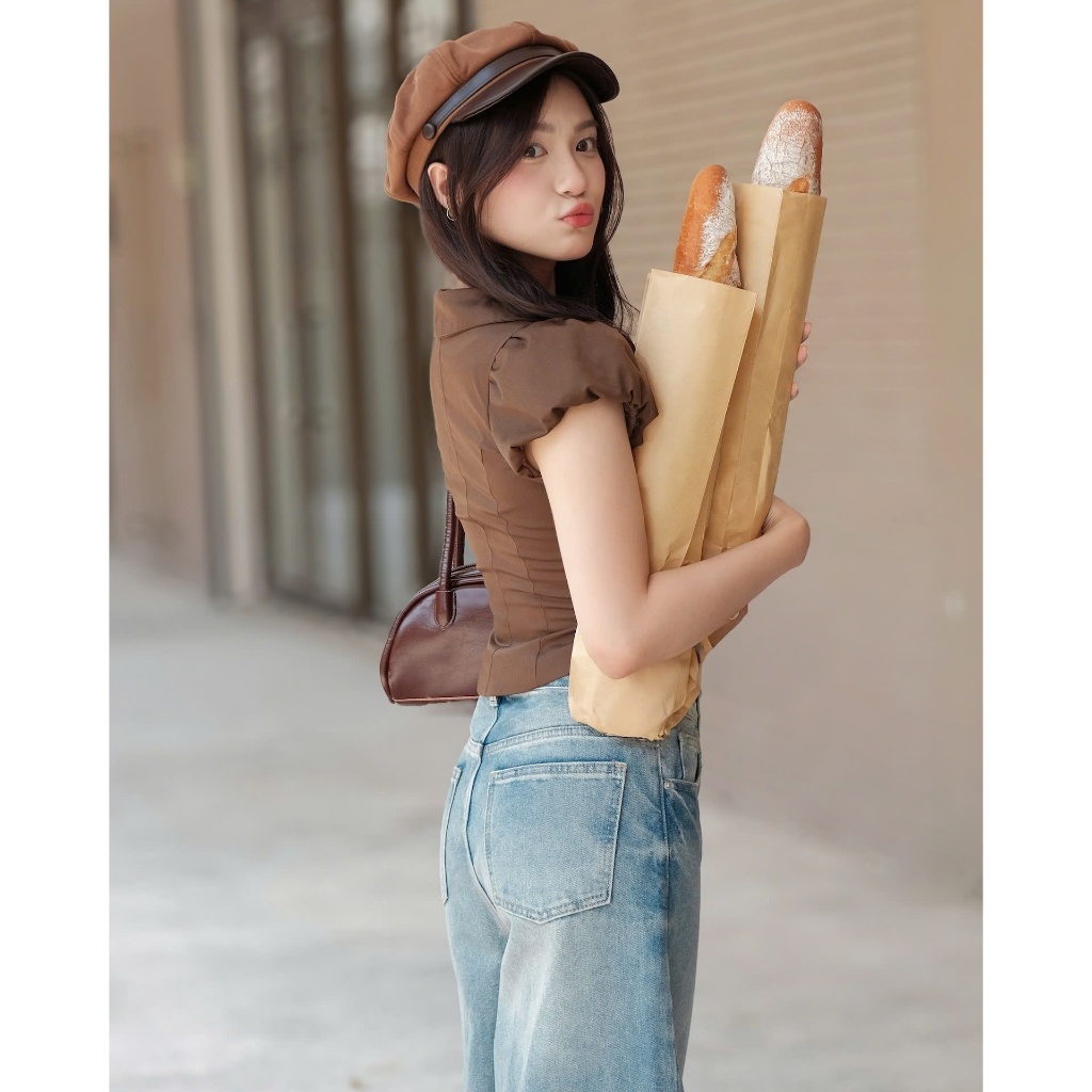 Set Nữ SIKYAN Áo Tay Phồng Thắt Nơ, Chân Váy A Phối Belt Cá Tính SECODEE