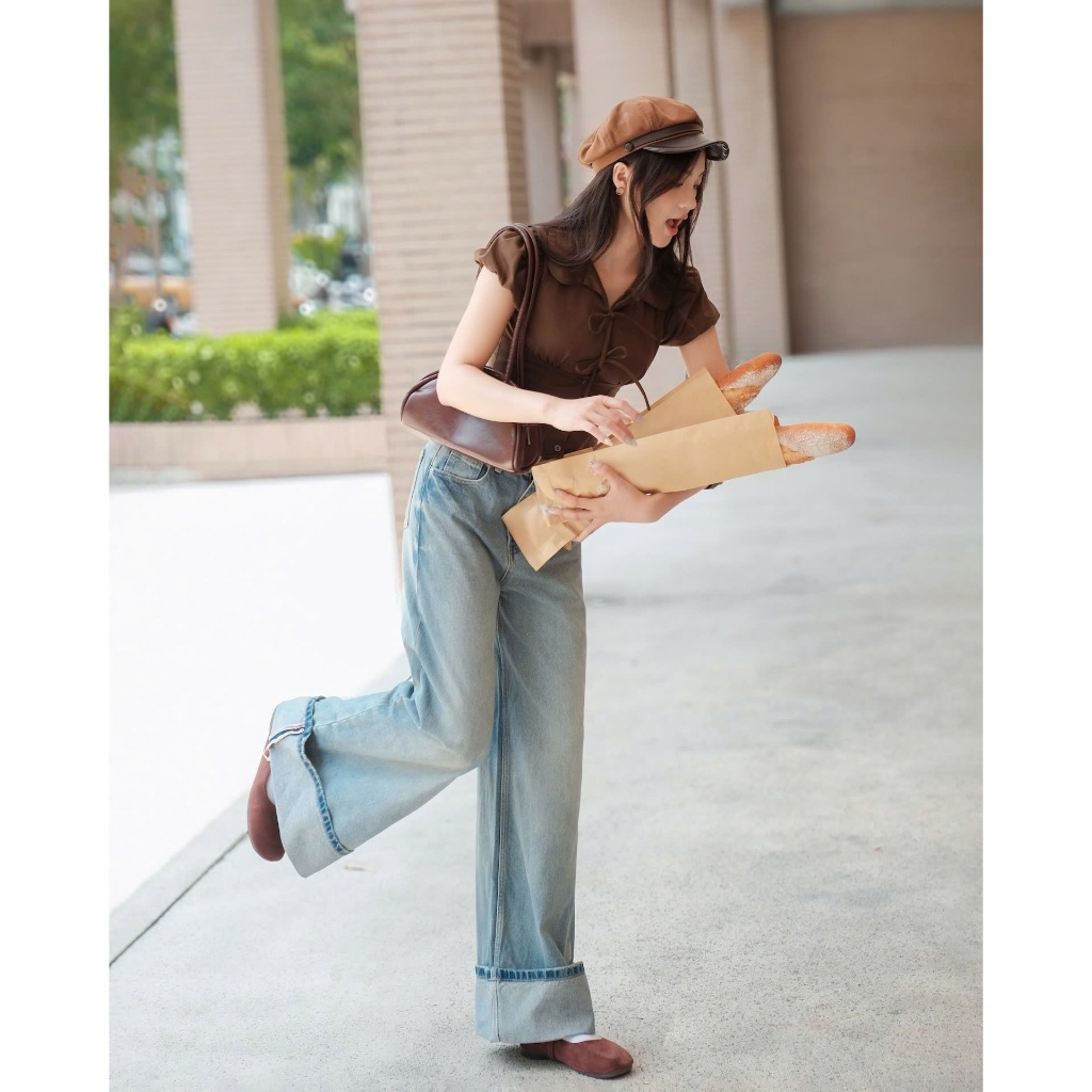 Set Nữ SIKYAN Áo Tay Phồng Thắt Nơ, Chân Váy A Phối Belt Cá Tính SECODEE