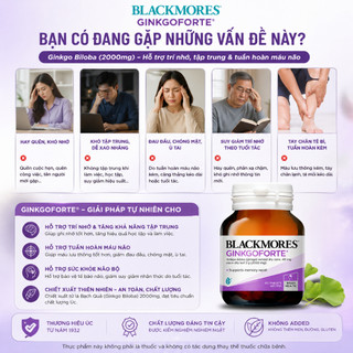 Viên uống bổ não Blackmores gingkoforte 40 viên giảm tình trạng lo lắng căng thẳng, suy giảm trí nhớ