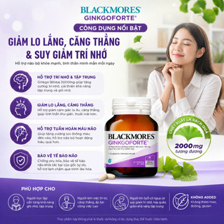 Viên uống bổ não Blackmores gingkoforte 40 viên giảm tình trạng lo lắng căng thẳng, suy giảm trí nhớ