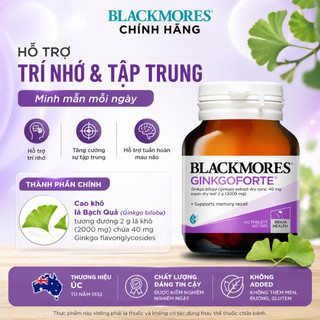 Viên uống bổ não Blackmores gingkoforte 40 viên giảm tình trạng lo lắng căng thẳng, suy giảm trí nhớ