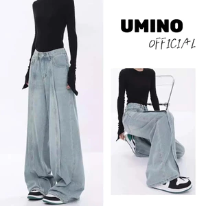Quần Jeans Nữ, Quần bò nữ ống rộng hack dáng cạp cao xếp ly tôn dáng LN 04
