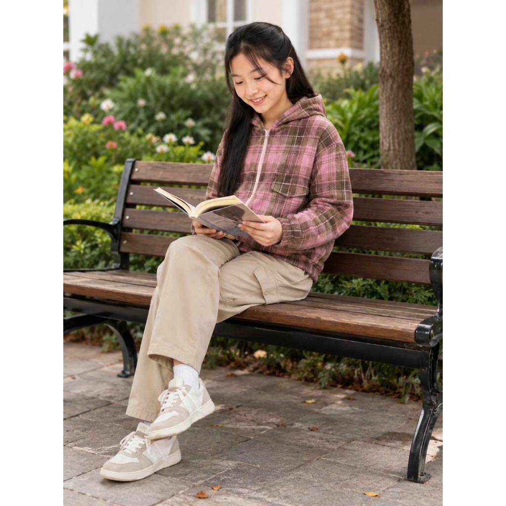 Áo Khoác Caro Chill có mũ trùm đầu  bằng vải flannel cotton,tay dài,họa tiết kẻ caro.