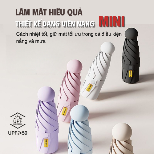 Ô Mini Che Nắng Chống Tia UV Phiên Bản Mới Gấp Gọn Cao Cấp Nhiều Màu Thời Trang, Chống Nắng Chống Mưa