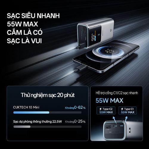 CUKTECH 10 MINI Sạc Di Động 2C1A | Sạc Nhanh 55W Max | Dung Lượng 10.000mAh | Bảo Hành 18 Tháng PB1055 | BigBuy360 - bigbuy360.vn