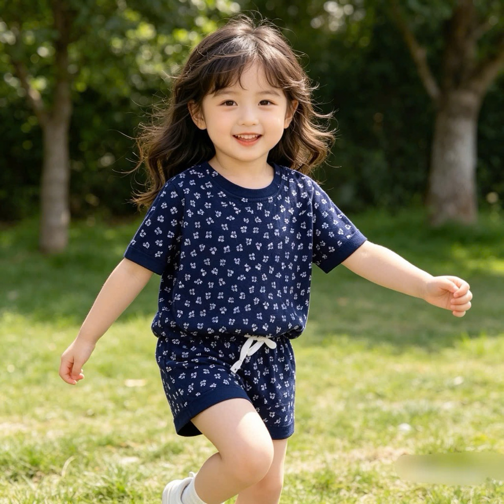 Set Bộ Bé Gái Mùa Hè Bernie E0349 Cộc Tay Cotton Họa Tiết Cute Nhiều Màu (Size 80–120, 10–24kg) – Đồ Bộ Bé Gái