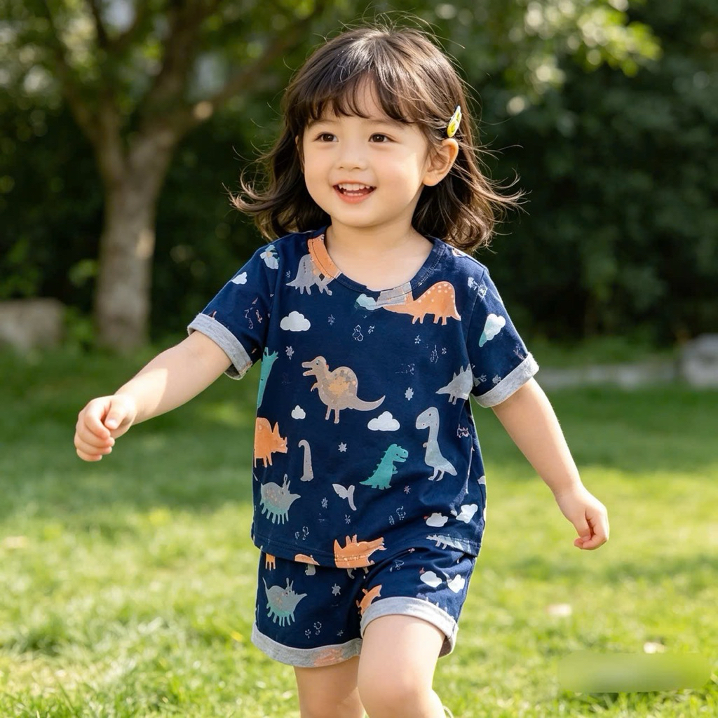 Set Bộ Bé Gái Mùa Hè Bernie E0349 Cộc Tay Cotton Họa Tiết Cute Nhiều Màu (Size 80–120, 10–24kg) – Đồ Bộ Bé Gái