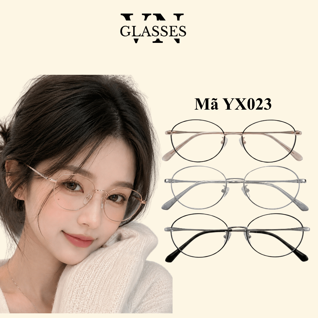 Kính cân Oval gọng kim loại phong cách thanh lịch chống ánh sáng xanh YX023
