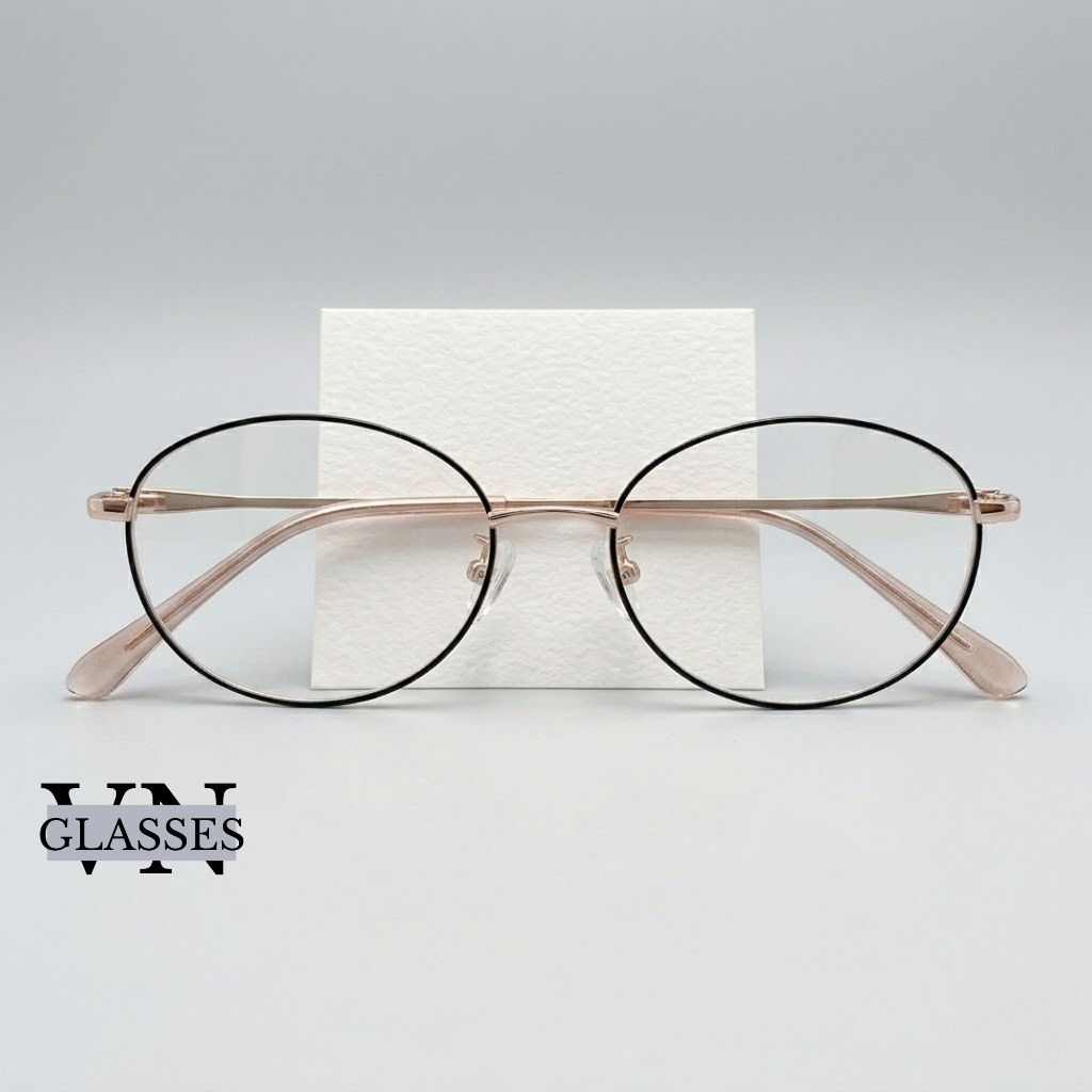 Kính cân Oval gọng kim loại phong cách thanh lịch chống ánh sáng xanh YX023
