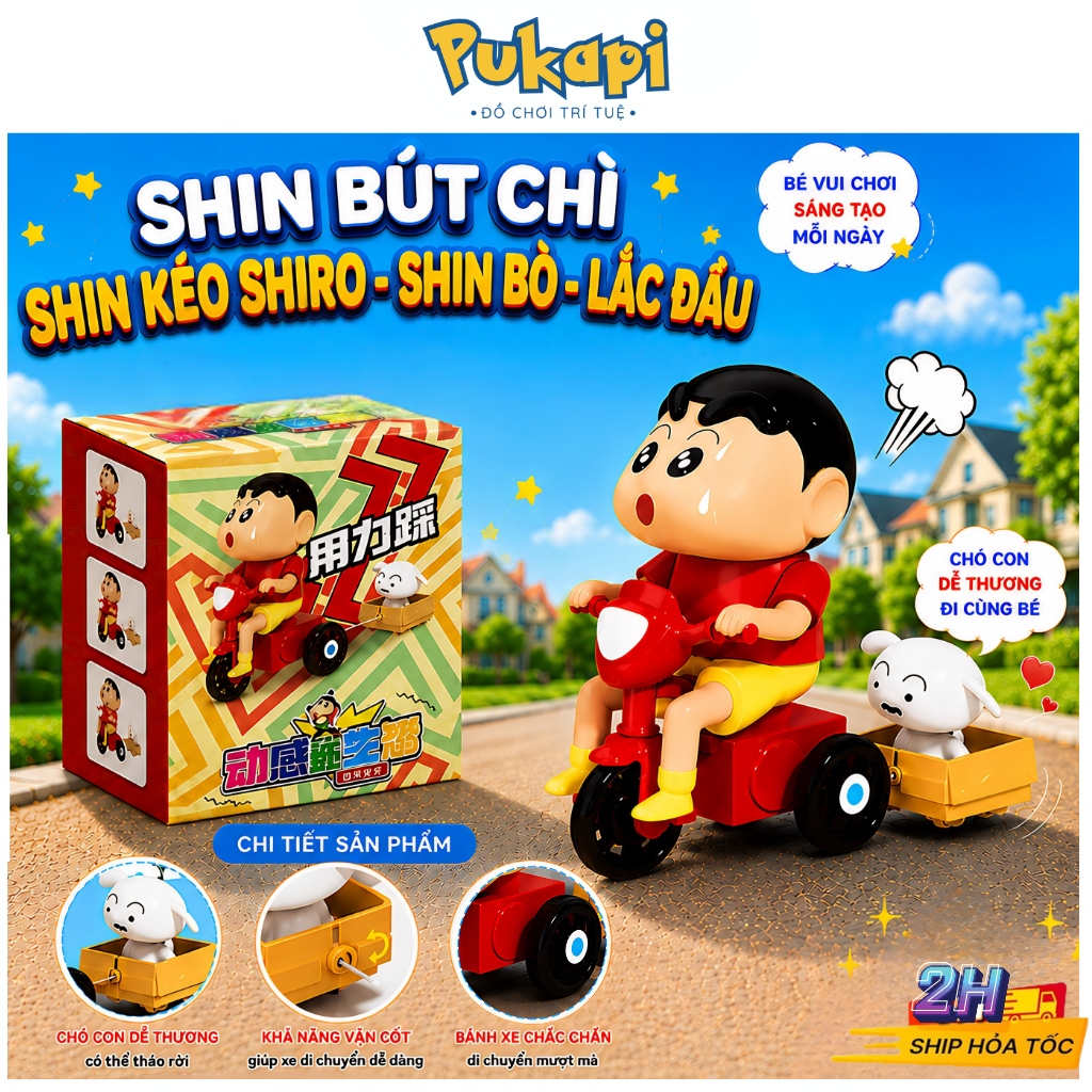 Shin Cậu Bé Bút Chì Đồ Chơi Shin Shin Chan Đồ Chơi Tập Bò Cho Bé Shin Bò Cushin Shin Dây Cót Vặn Cót Đạp Xe - PUKAPI