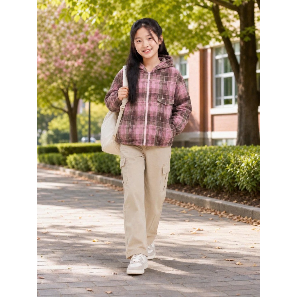 Áo Khoác Caro Chill có mũ trùm đầu  bằng vải flannel cotton,tay dài,họa tiết kẻ caro.