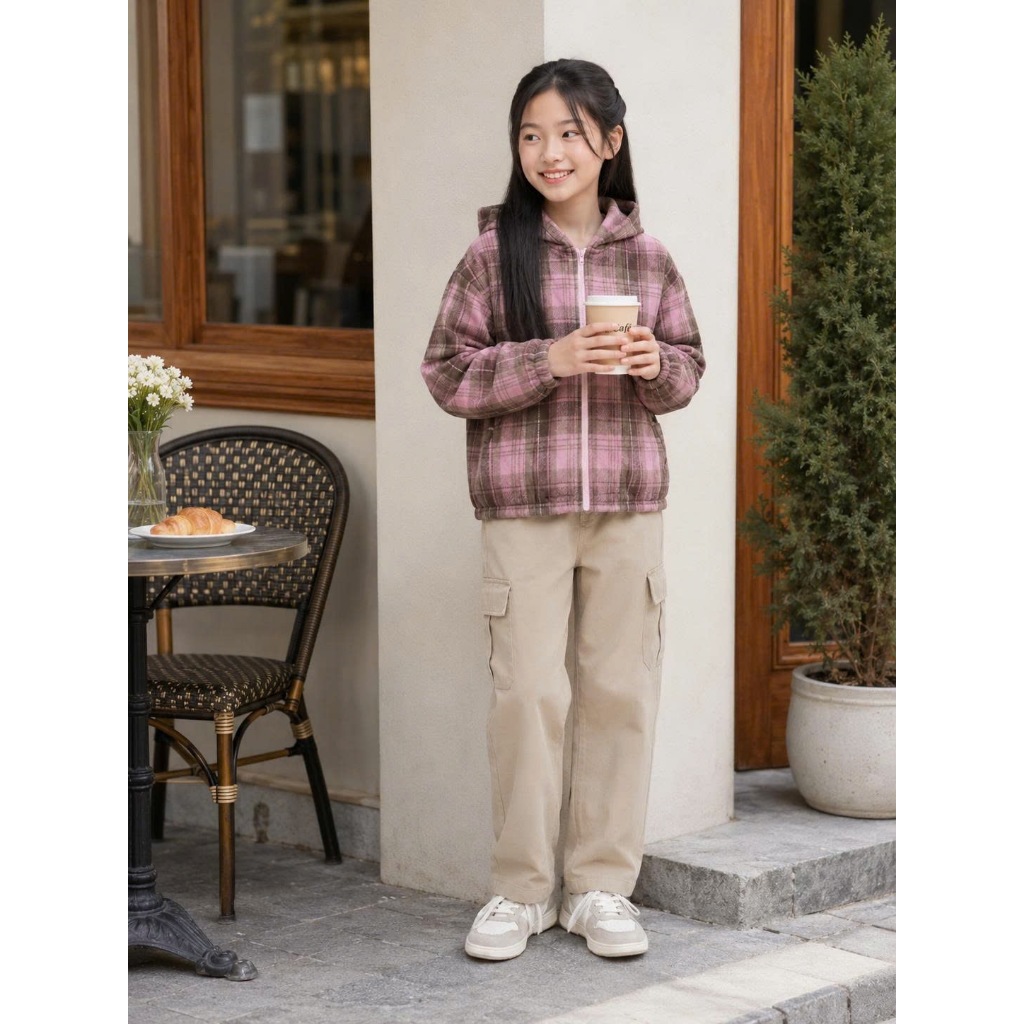 Áo Khoác Caro Chill có mũ trùm đầu  bằng vải flannel cotton,tay dài,họa tiết kẻ caro.