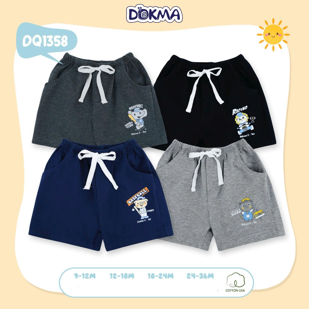 (8-13kg, 6-36M) Quần Cộc Bé Trai Cotton DOKMA DQ1358 DQ2729 DQ2855