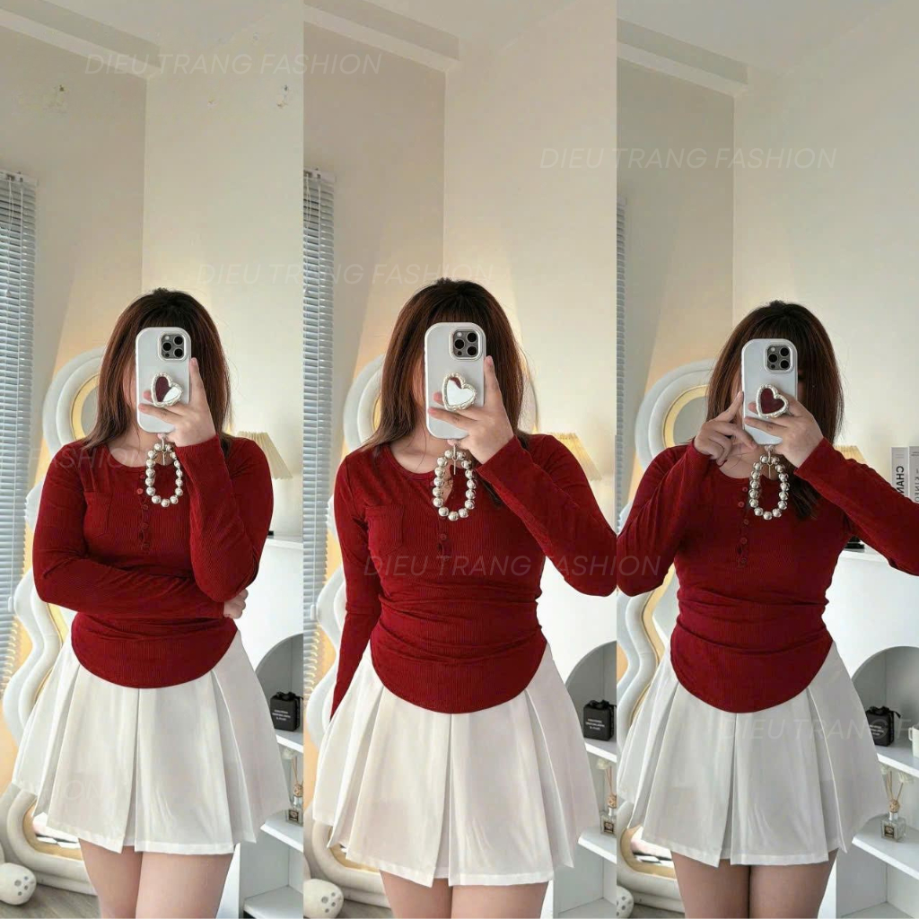 Áo Thun Nữ Dài Tay Cổ Tròn Bigsize Vạt Bầu Chất Thun Tăm Siêu Co Giãn DIEUTRANG_fashion AT24
