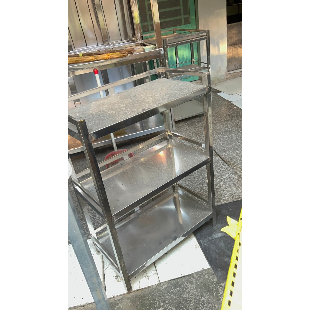 KỆ INOX 3 TẦNG TẤM_ để lò vi sóng bếp ga đa năng