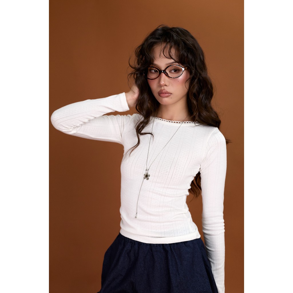 Áo dài tay nữ dệt gân ôm dáng Sunny Miều Est.2013 form dáng basic dễ phối đồ