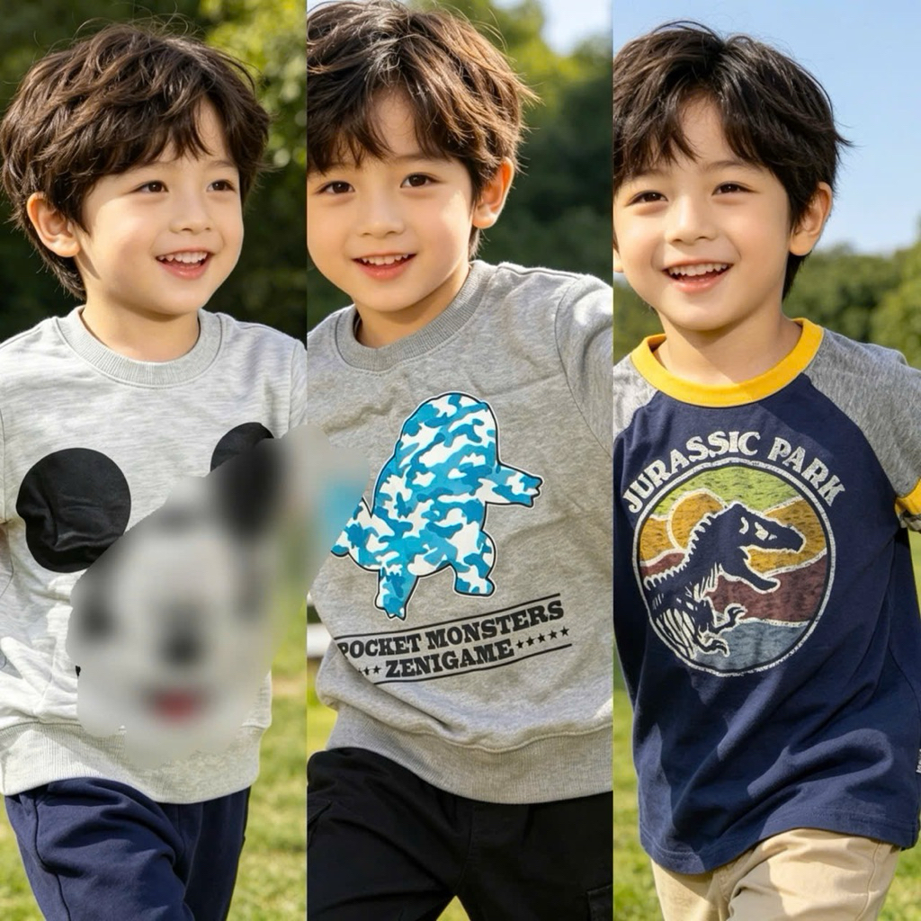 Áo Dài Tay Bé Trai Thu Đông Chất Nỉ/Thun Cao Cấp Mềm Mịn 5-7Y (17-26kg) L005 L019 L059