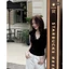 Áo Thun Body Cổ V Xoắn Ngực Phối Viền Ren Áo Ôm Body 3 Màu Thanh Lịch Tôn Dáng