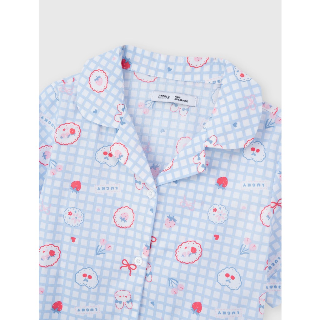 Bộ pyjama bé gái CANIFA bộ quần áo cộc tay mặc nhà chất cotton mềm mát in họa tiết 1LS26S008