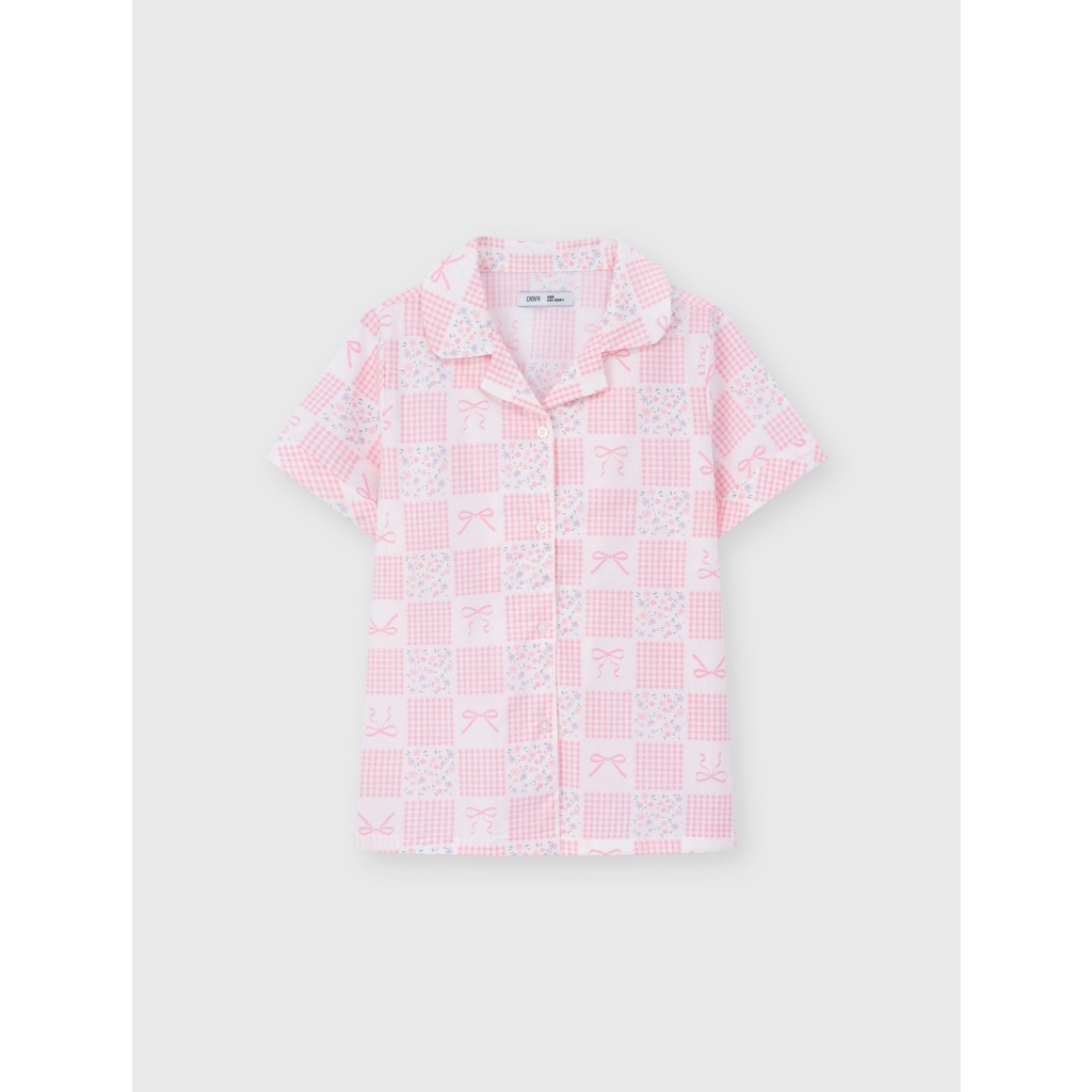 Bộ pyjama bé gái CANIFA bộ quần áo cộc tay mặc nhà chất cotton mềm mát in họa tiết 1LS26S008