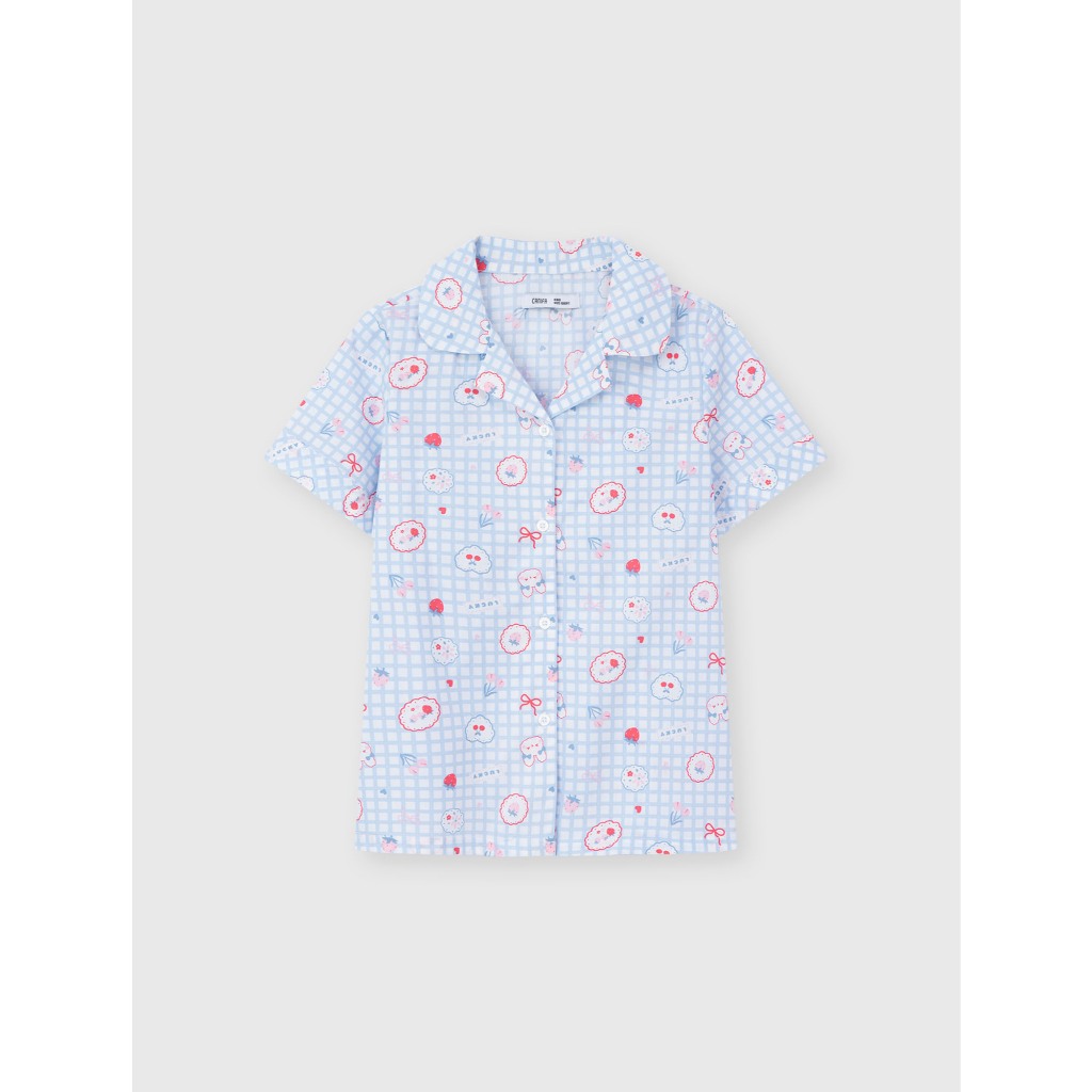Bộ pyjama bé gái CANIFA bộ quần áo cộc tay mặc nhà chất cotton mềm mát in họa tiết 1LS26S008