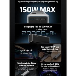 CUKTECH 15 Sạc Di Động 2C1A | Công Suất 150W Max | Dung Lượng 20.000mAh | Bảo Hành 18 Tháng PB200P