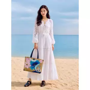 Túi Đan Thủ Công Vẽ Tay Hoa Sen Độc Bản Mộc Vân
