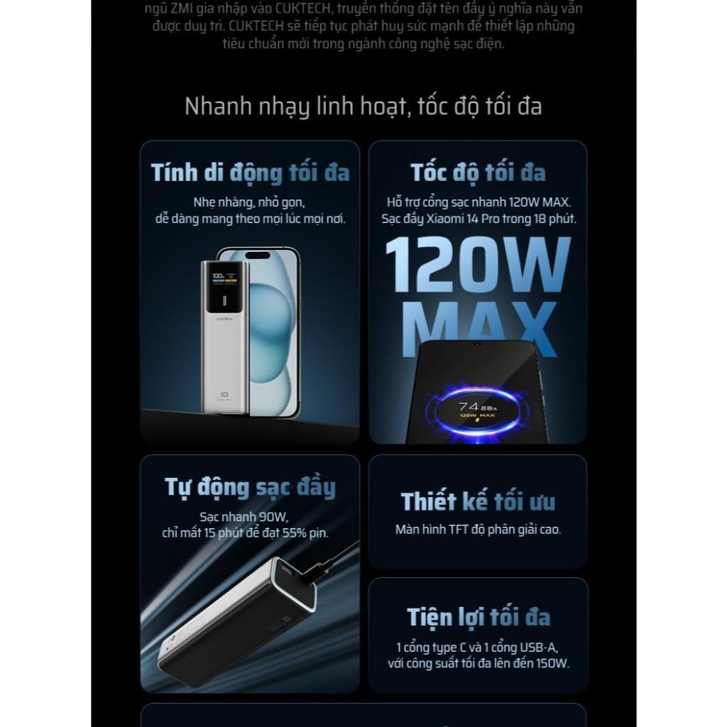 CUKTECH 10 Sạc Di Động 1C1A | Công Suất 150W Max | Dung Lượng 10.000mAh | Bảo Hành 18 Tháng PB100P | BigBuy360 - bigbuy360.vn