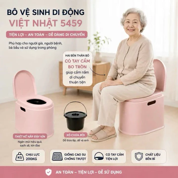 Ghế Bô Vệ Sinh Việt Nhật Có Nắp Đậy - Bô Gấu Cho Bé, Bô Di Động Cho Người Già, Người Bệnh, Bà Bầu